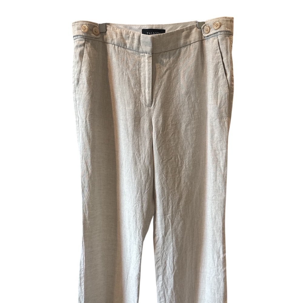 Talbots Oatmeal 100% Linen Windsor Trouser Pants Old Money Quiet Luxury Size 10P
